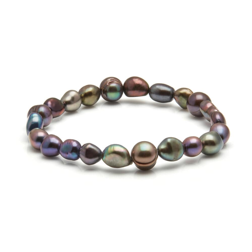 Freshwater pearl bracelet, mixed colors, stretchcord – Silver Hills Gems